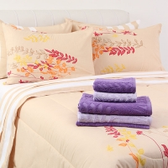 Imagem da oferta Kit Enxoval Cama Queen Herbal Khaki 7 Peças + Jogo de Banho Herbal 5 Peças - Casa & Conforto