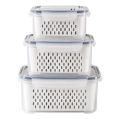 Imagem da oferta Kit 3 Organizador De Geladeira Alimentos Vegetais Com Tampas