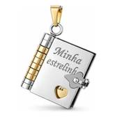 Imagem da oferta Colar Livro Presente Minha Estrelinha Pingente Aço Titânio Ouroprata Oferecer Um Colar A (filha) - R$ 53,99