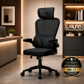 Imagem da oferta Cadeira de Escritório Ergonômica Giratória Presidente com Apoio Lombar Braços Ajustáveis e Tecido Mesh- LARUNO