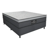 Imagem da oferta Cama Box Casal Colchão Gazin Maximus Molas Ensacadas 138x188x62cm Linho Grafite  Branco - Suporta até 120Kg por Pessoa