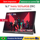 Imagem da oferta Monitor Gamer Portátil ARZOPA 16.1 polegadas 100% sRGB 144Hz com Display para Laptop Type C e Mini HDMI para PS45 St