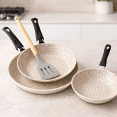 Imagem da oferta Jogo 4pcs Frigideiras Antiaderentes 14cm 18cm 22cm Espatula