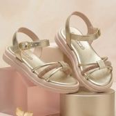 Imagem da oferta Sandália Infantil Menina Kimimo Confortável Moda Verão Bronze Strass