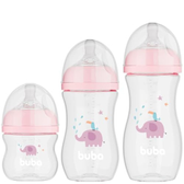 Imagem da oferta Kit 3 Mamadeiras Easy Flow Elefante Rosa 120270330ml Buba