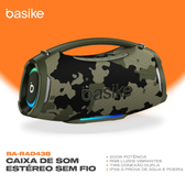 Imagem da oferta Caixa de Som Portátil Basike Bluetooth 200W Graves Fortes 18000mAh Ipx6 À Prova D'água Rgb e Tws