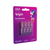 Imagem da oferta Pilha Recarregável Aaa 1000mah Elgin Com 4 Unidades Palito