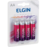 Imagem da oferta Pilha Recarregável Ni-Mh Aa-2500Mah Blister Com 4 Pilhas - Elgin