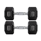 Imagem da oferta Par Halteres 7kg + 7kg Dumbbell Sextavado Emborrachado Pegada Cromada Gallant (GDB07F3B-PT)