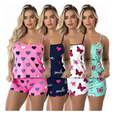 Imagem da oferta Kit 4 Baby Doll Conjunto Feminino Pijama Microfibra Sortidos