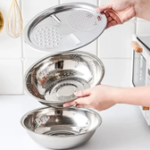 Imagem da oferta Bowl Kit 3 Em 1 Escorredor Massa Macarrão Ralador Inox Prateado