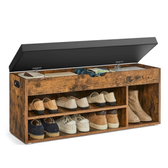Imagem da oferta VASAGLE Banco para Sapatos com Almofada 3 Compartimentos Espaço Oculto Prateleiras para Sala de Estar Corredor Qu