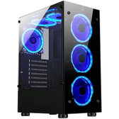 Imagem da oferta Gabinete Gamer Rise Mode Glass 06X Mid Tower Lateral em Vidro Fumê e Frontal em Vidro Temperado Preto - RM-CA-06X-FB