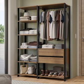 Imagem da oferta Guarda-Roupa Closet Modulado Valencia 2 Gavetas 129cm RusticPreto Madesa