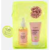 Imagem da oferta Kit Skincare Frescor Alchemia com Sabonete Líquido 28,4ml + Bruma Facial 55ml + Scrunchie para Cabelo