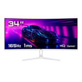 Imagem da oferta Monitor Gamer 34" Curvo Branco 1ms, 165Hz, UltraWide (QHD) - 3440x1440 AMD FreeSync, HDMI, DP, HQ Premium HQW34C16