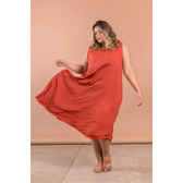 Imagem da oferta Vestido Longo Viscolinho com Bolsos Plus Size - Flaminga