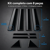 Imagem da oferta Aplique Coluna Black Piano Polo Nivus Virtus Tcross Vw - 8 Peças