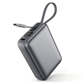 Imagem da oferta Basike Power Bank 20000mAh 45W, Cabo USB-C Integrado, Compacto, Cinza