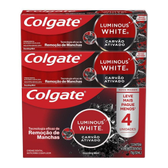 Imagem da oferta Creme Dental Colgate Luminous White Carvão Ativado 4un de 70g