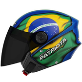 Imagem da oferta Capacete Aberto New Liberty Three Patriota Brasil Tam.56 Viseira Fumê AzulVerde