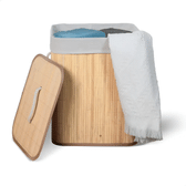 Imagem da oferta Cesto de Roupa Suja de Bambu com Tampa e Alças 50L
