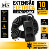 Imagem da oferta Extensão Elétrica Reforçada 10 Metros 1020a Obra Profissional Tomada Em Barra Ms Eletro Eletrônica
