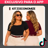 Imagem da oferta Kit 2 Blusas Plus Size Curta Decote Confortável Alta Elasticidade