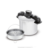 Imagem da oferta Panela de Pressão 7L Tefal OptiSpace em Inox com Fundo Triplo e Cesto de Vapor