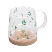 Imagem da oferta LYOR - Caneca De Vidro Borossilicato Resistente Ao Calor Com Pires De Bambu Suculenta 350ml