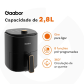 Imagem da oferta Gaabor Fritadeira 2,8L Air Fryer 360° Ar Quente Timer 60 Min 200°C Antiaderente Sem BPA AF-35M02A