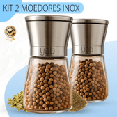 Imagem da oferta Kit 2 Moedor de Pimenta Sal Temperos Aço Inox Manual Yab