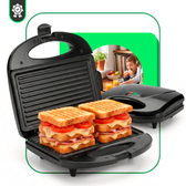 Imagem da oferta Sanduicheira Grill Elétrica 750W Antiaderente 2 Sanduíches Rápido 110V Preto Termostato Automatico