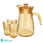 Imagem da oferta Conjunto de 1 Jarra de Vidro Âmbar com Tampa e 6 Copos 7 Peças Design Sofisticado e Resistente