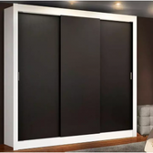 Imagem da oferta Guarda-Roupa Casal Madesa Lyon 3 Portas de Correr 2 Gavetas Branco/Preto