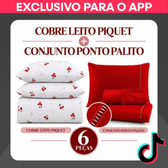 Imagem da oferta Kit 6 Peças Lençol Cobre Leito Piquet + Jogo de Fronhas Ponto Palito