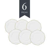 Imagem da oferta 6 Pratos de Sobremesa Wolff Maldivas de Porcelana Fio de Ouro