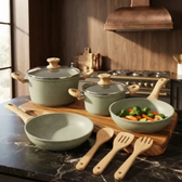Imagem da oferta Kit 4 Panelas E 3 Utensílios Cozinha Ceramico Indução