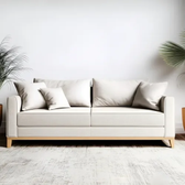 Imagem da oferta Sofá Living Beny 1,80mt 3lug Linho Com Base E Pés De Madeira Cor Cru
