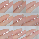 Imagem da oferta Brincos Silver Stud Design Simples Para Meninas