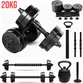 Imagem da oferta Kit Halteres Anilhas Barras E Kettlebell Ajustável BLACK - Até 20kg Treino Completo Em Casa