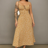 Imagem da oferta Vestido Midi Floral Feminino Com Fenda Lateral E Laço
