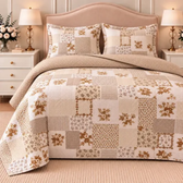 Imagem da oferta Kit Colcha Queen 3 Peças Cobre Leito Estampado Dupla Face