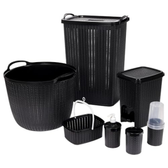 Imagem da oferta Kit Banheiro e Lavanderia Trama 7 Peças Preto Plasútil