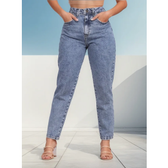Imagem da oferta Calça Mom Jeans Feminina Cintura Alta Marmorizada