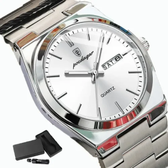 Imagem da oferta Relogio Masculino Poedagar 930 Luxo Quartzo Inox Com Data Prateado Branco