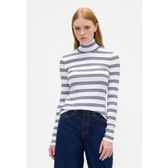 Imagem da oferta Camiseta Feminina GAP Gola Alta Listrada Branca