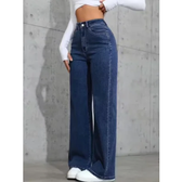 Imagem da oferta Calça Wide Leg Feminina Jeans Cintura Alta Ethereal Premium Solta Elegante Casual Escura