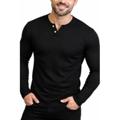 Imagem da oferta Camiseta Henley Masculina Manga Longa Slim 2 Botões Casual