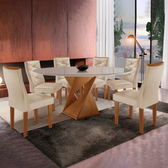Imagem da oferta Conjunto Mesa Redonda com Vidro e 6 Cadeiras Tampo 120CMX120CM Barcelona Yescasa